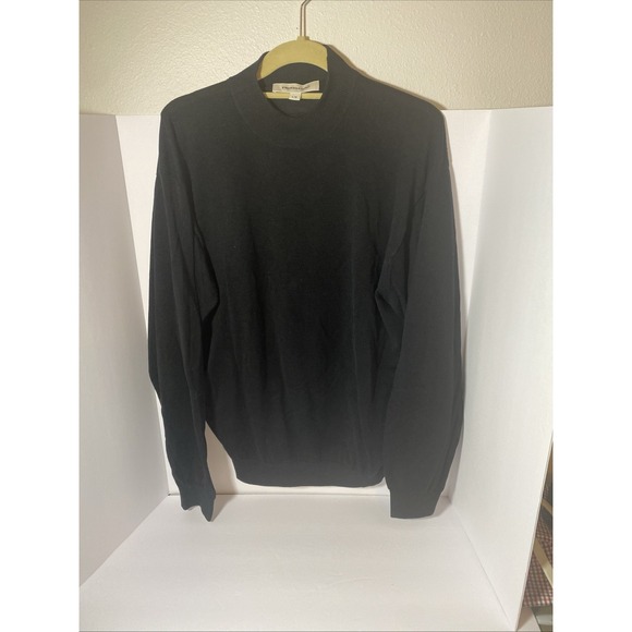 Pronto Uomo‎ Large Mock Neck Sweater Black Ribbed Knit Pullover Men's Casual G1 - Picture 1 of 4